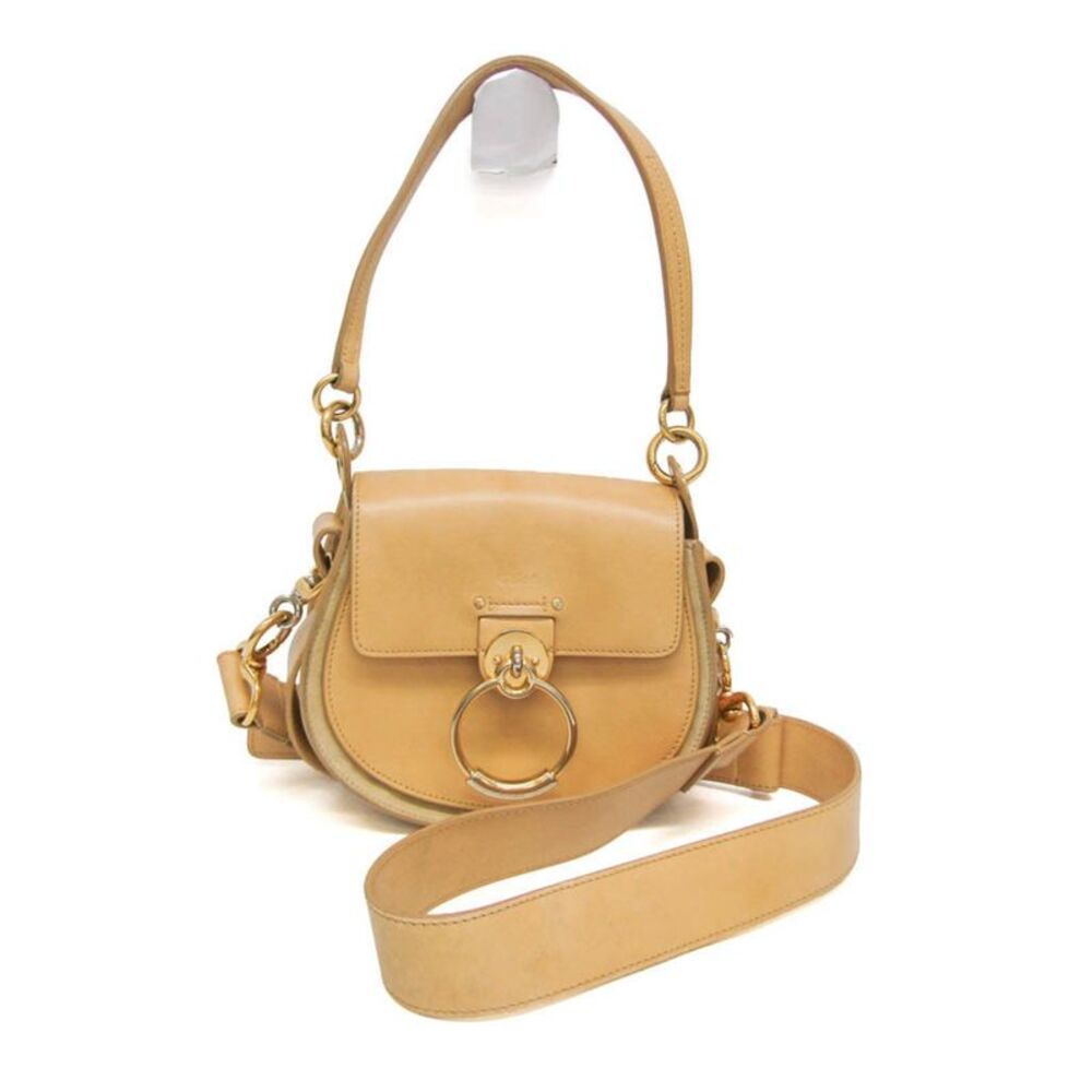Chloe Tess Suede With Leather Beige Leather Handbag